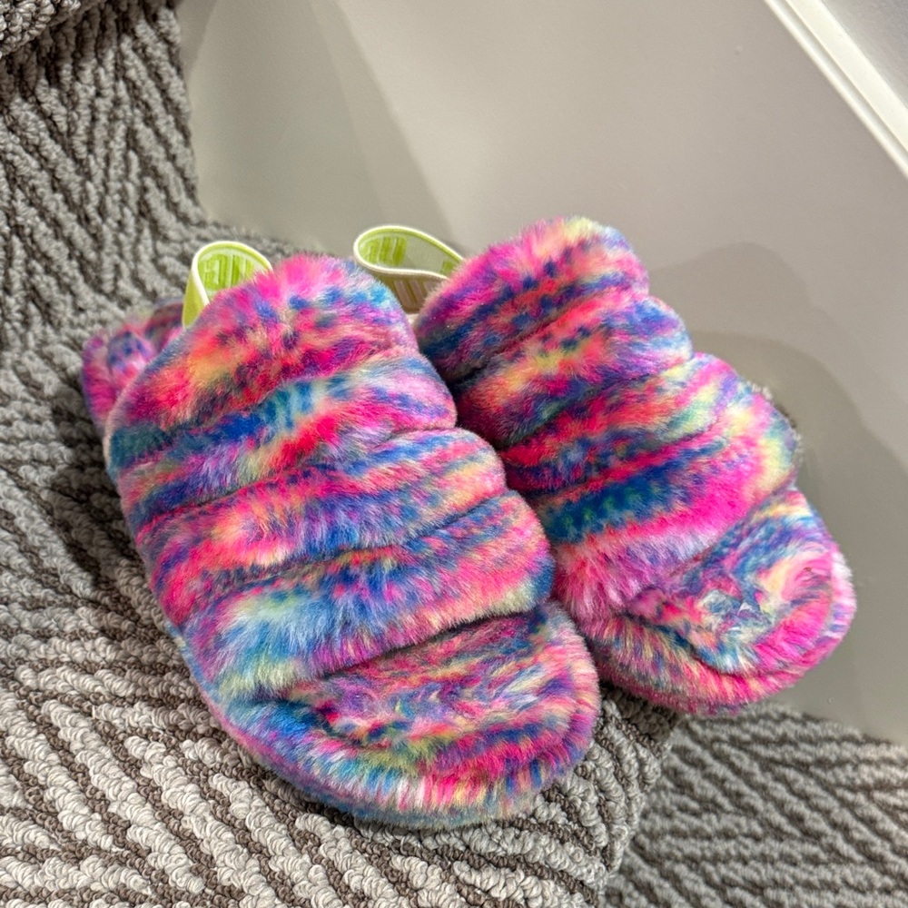 UGG Kids' Fluff Yeah Pixelate slippers size 3Y - Picture 3 of 6